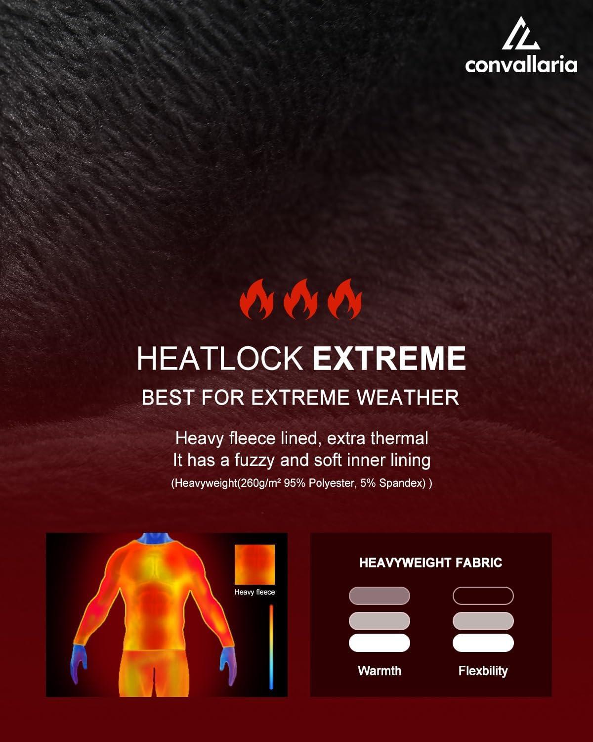 imageCL convallaria Long Johns Thermal Underwear for Men Soft Fleece Lined Base Layer Cold Weather Top Bottom Gift SetHeavyweightcrew Neckblack