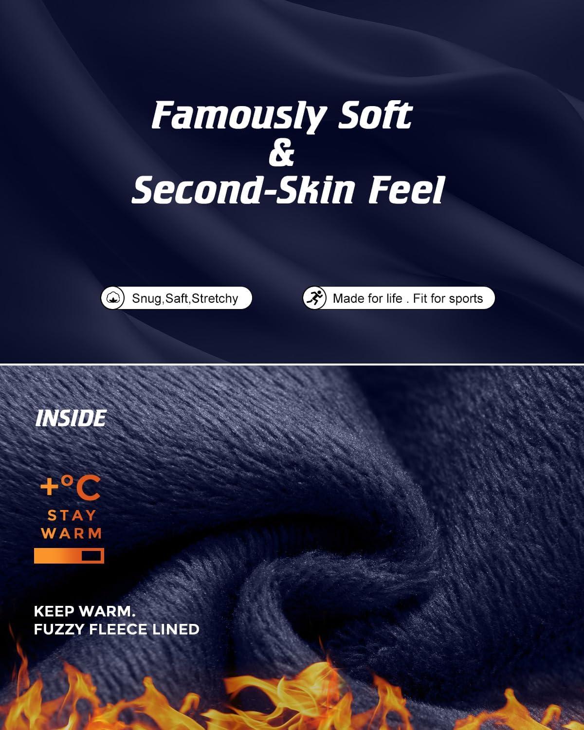 imageCL convallaria Long Johns Thermal Underwear for Men Soft Fleece Lined Base Layer Cold Weather Top Bottom Gift SetHeavyweightcrew Neckblue