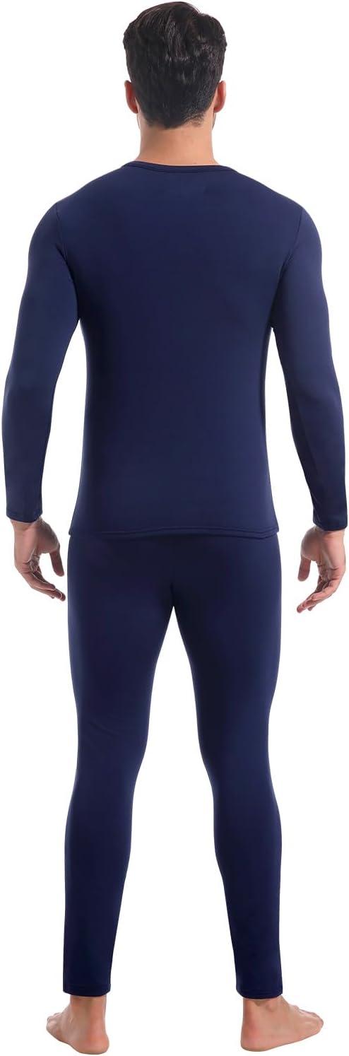 imageCL convallaria Long Johns Thermal Underwear for Men Soft Fleece Lined Base Layer Cold Weather Top Bottom Gift SetHeavyweightcrew Neckblue