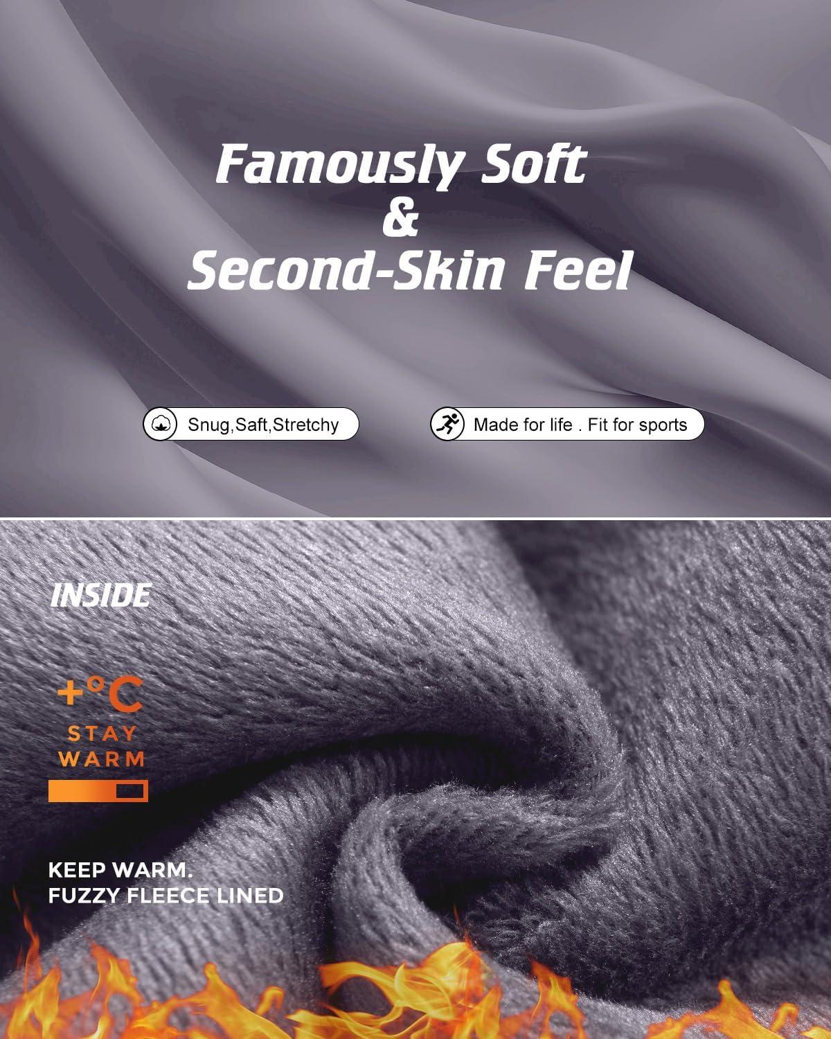 imageCL convallaria Long Johns Thermal Underwear for Men Soft Fleece Lined Base Layer Cold Weather Top Bottom Gift SetHeavyweightcrew Neckgrey