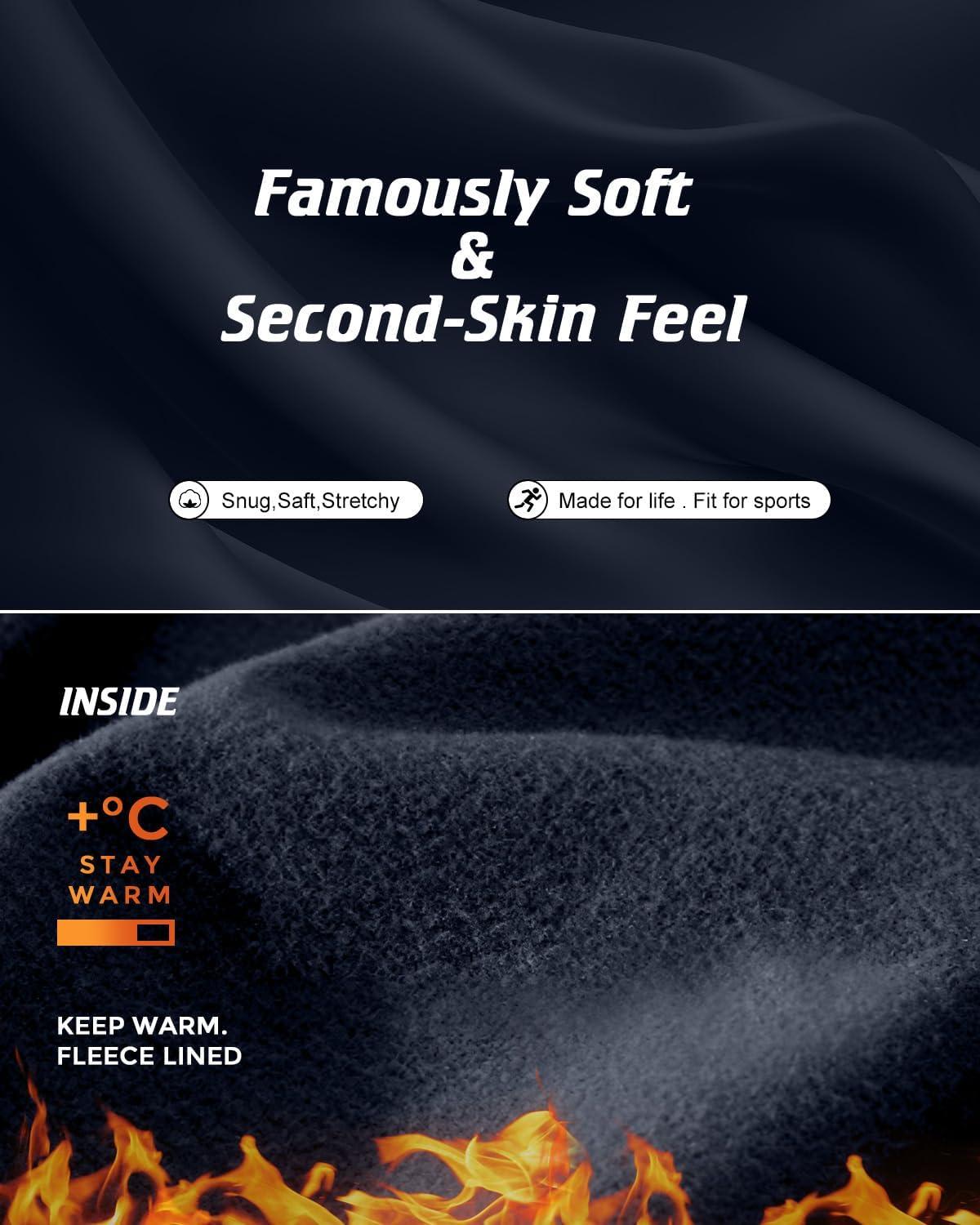 imageCL convallaria Long Johns Thermal Underwear for Men Soft Fleece Lined Base Layer Cold Weather Top Bottom Gift SetMidweightturtle Neckcharcoal