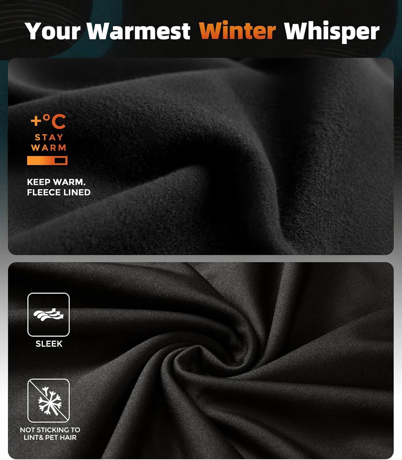 imageCL convallaria Mens Thermal Underwear Set with Fly Long Johns Base Layer Winter Hunting Gear Sport Top and BottomAblack