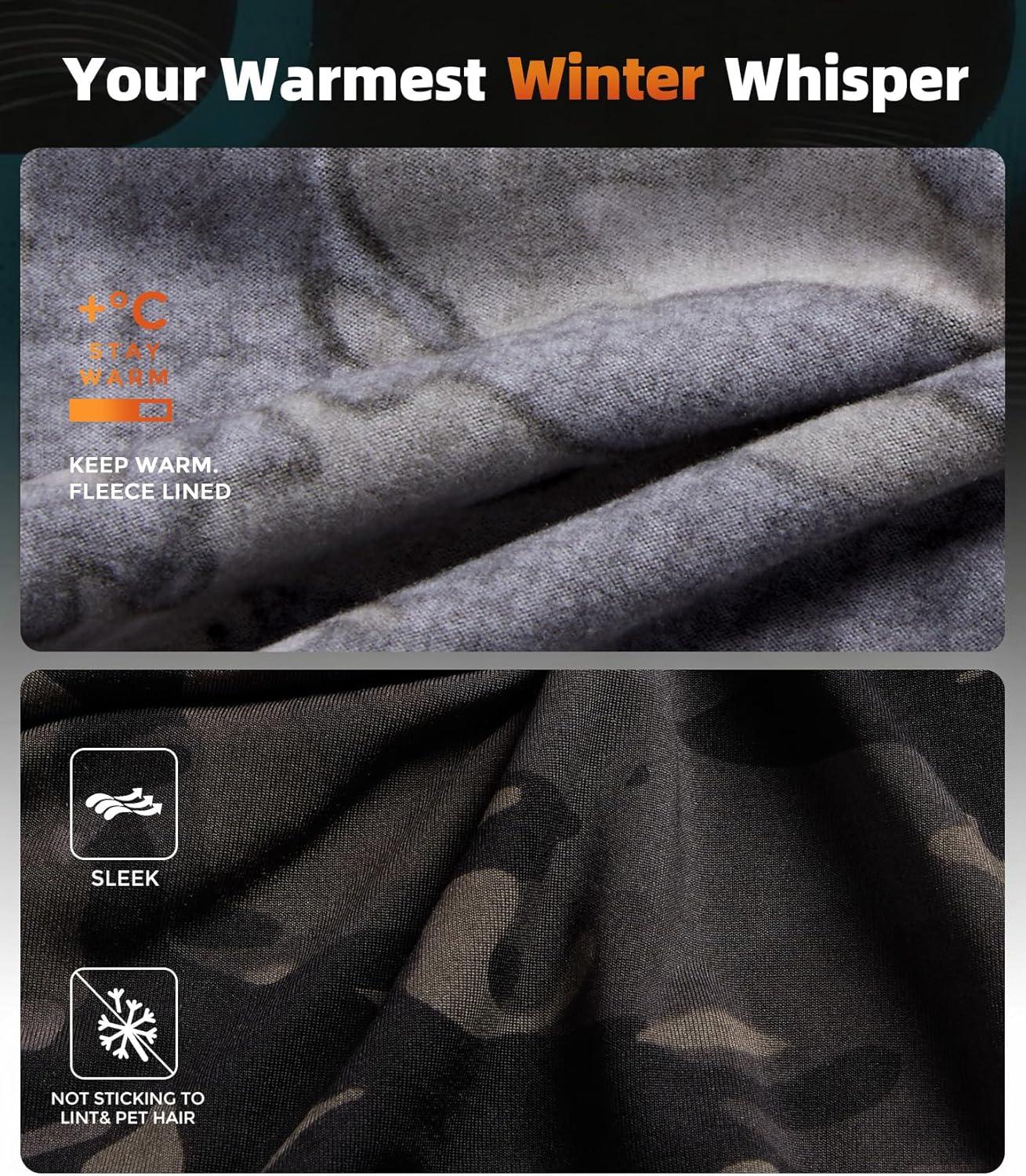 imageCL convallaria Mens Thermal Underwear Set with Fly Long Johns Base Layer Winter Hunting Gear Sport Top and BottomAcamo Black