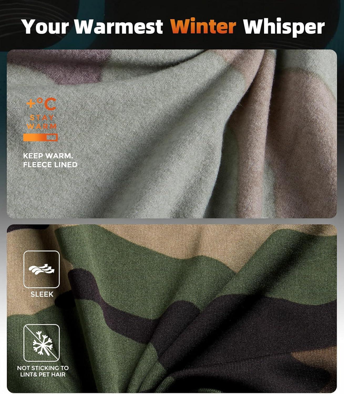 imageCL convallaria Mens Thermal Underwear Set with Fly Long Johns Base Layer Winter Hunting Gear Sport Top and BottomAcamo Green