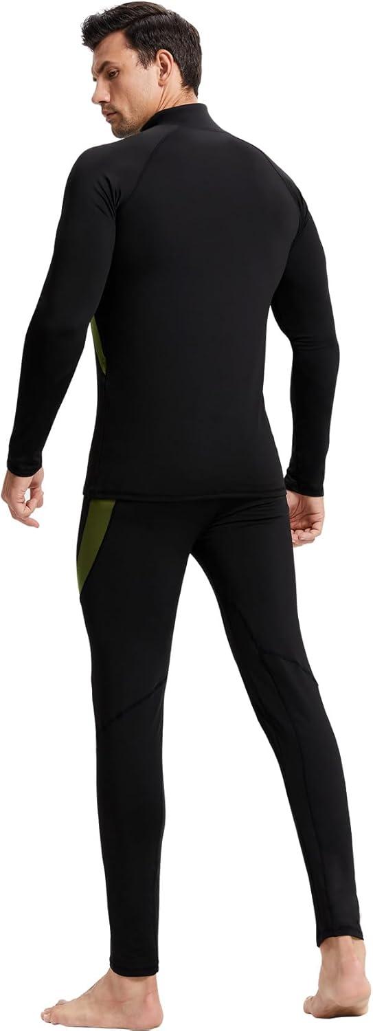 imageCL convallaria Mens Thermal Underwear Set with Fly Long Johns Base Layer Winter Hunting Gear Sport Top and BottomBblack