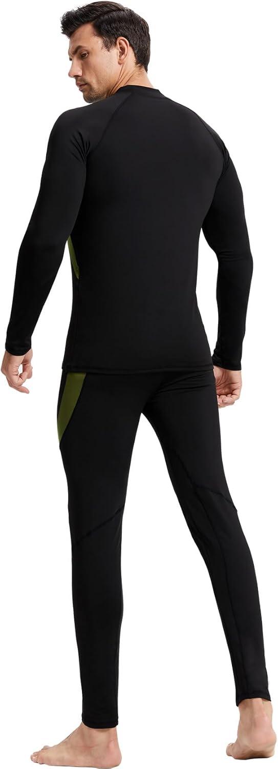 imageCL convallaria Mens Thermal Underwear Set with Fly Long Johns Base Layer Winter Hunting Gear Sport Top and BottomCblack