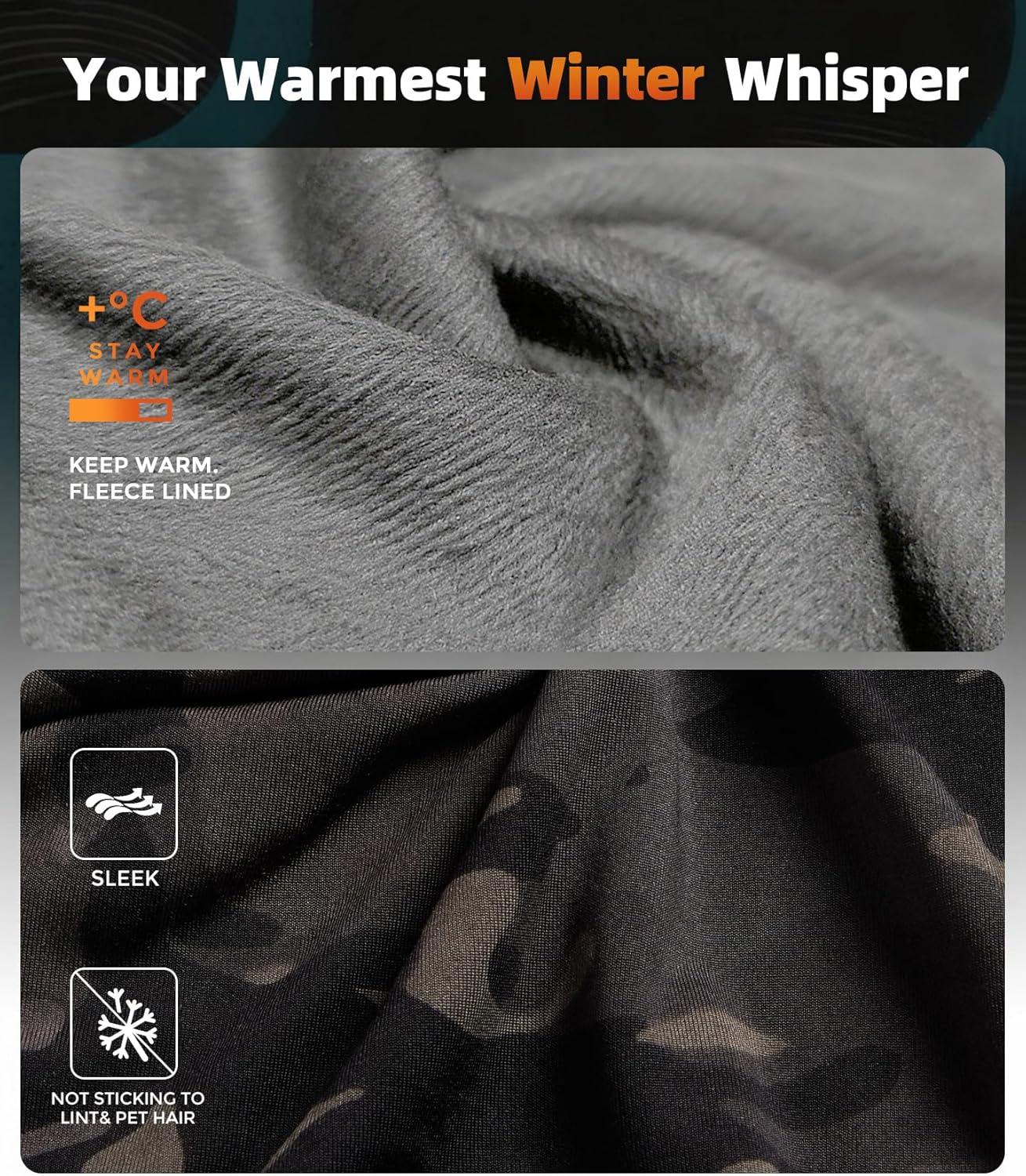 imageCL convallaria Mens Thermal Underwear Set with Fly Long Johns Base Layer Winter Hunting Gear Sport Top and BottomCcamo Black