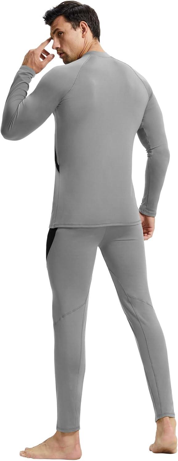imageCL convallaria Mens Thermal Underwear Set with Fly Long Johns Base Layer Winter Hunting Gear Sport Top and BottomCgrey