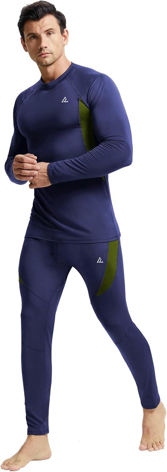 imageCL convallaria Mens Thermal Underwear Set with Fly Long Johns Base Layer Winter Hunting Gear Sport Top and BottomCnavy Blue