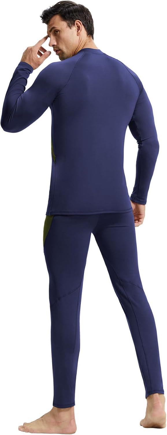 imageCL convallaria Mens Thermal Underwear Set with Fly Long Johns Base Layer Winter Hunting Gear Sport Top and BottomCnavy Blue