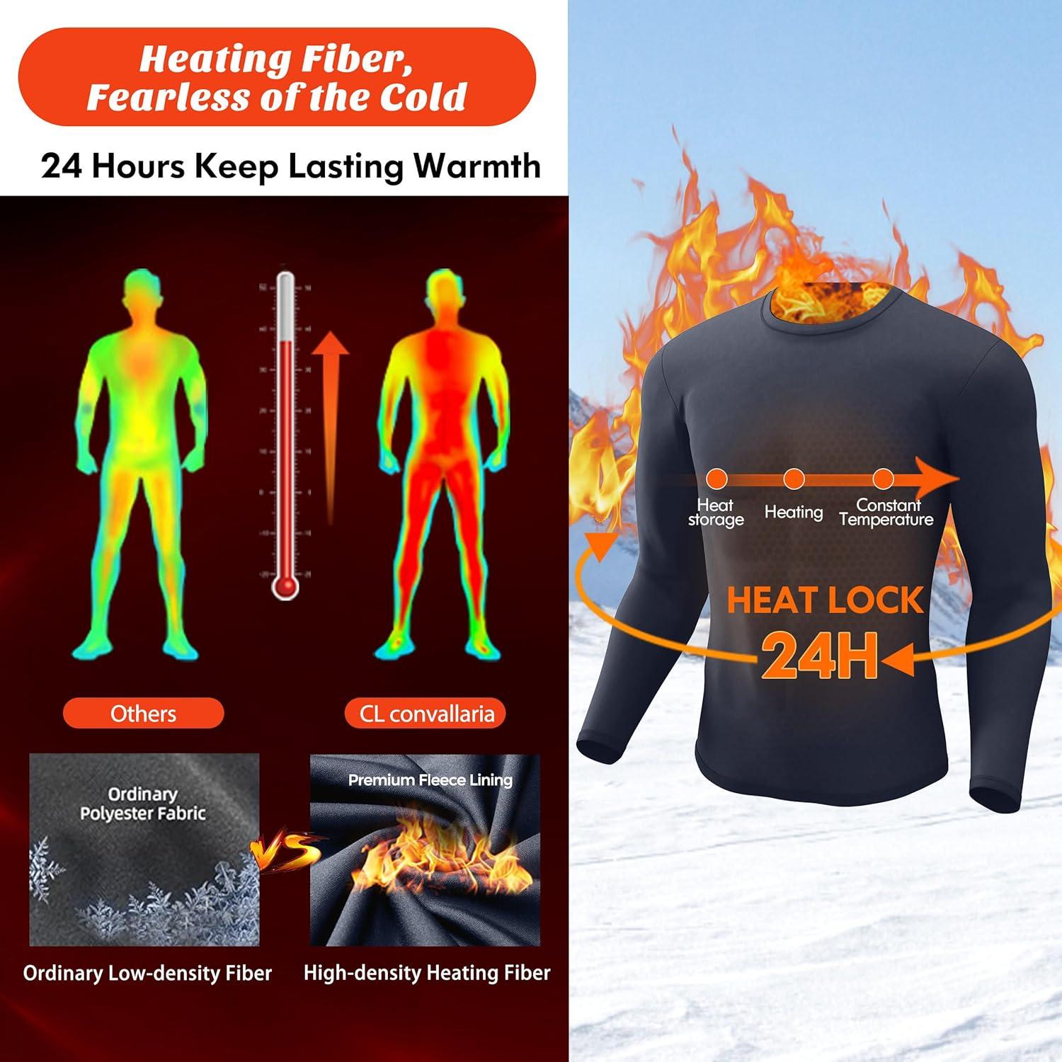 imageMens Thermal Shirt 124 Pcs Fleece Lined Long Sleeve Tops Athletic Base Layer Long John Shirts for Men1charcoal