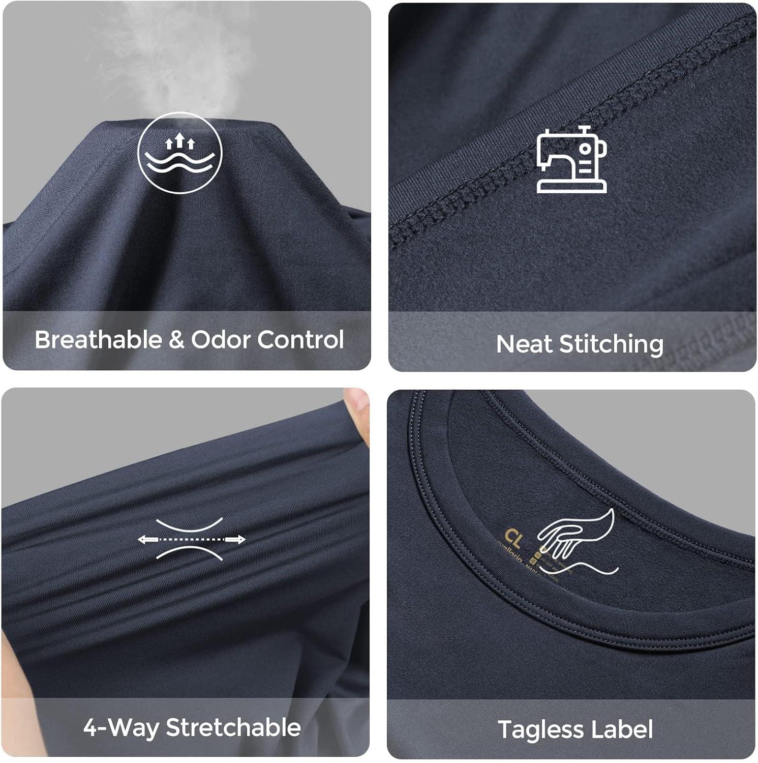 imageMens Thermal Shirt 124 Pcs Fleece Lined Long Sleeve Tops Athletic Base Layer Long John Shirts for Men1charcoal