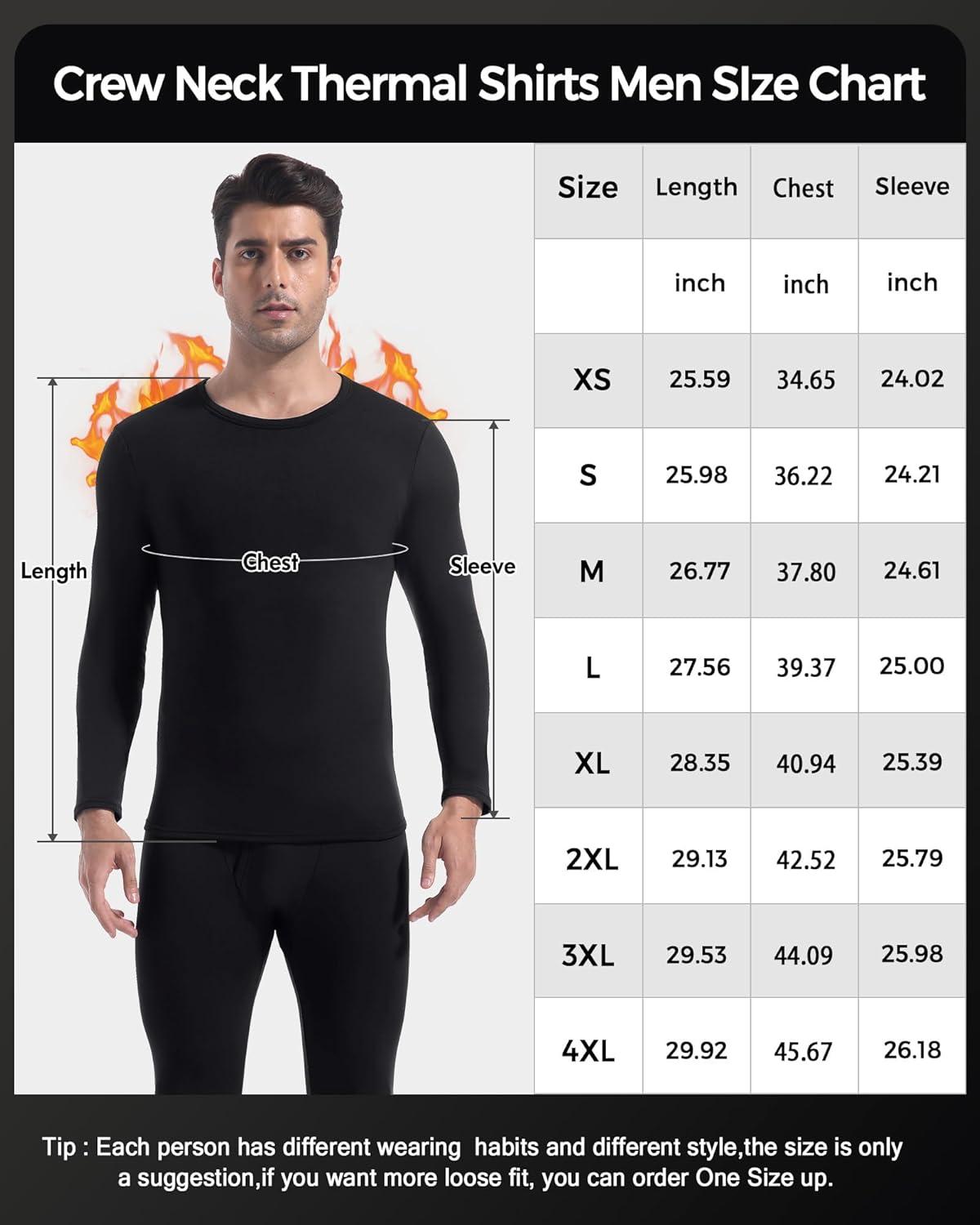 imageMens Thermal Shirt 124 Pcs Fleece Lined Long Sleeve Tops Athletic Base Layer Long John Shirts for Men4 2blackBlueCharcoal