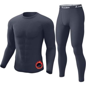 CL convallaria Long Johns Thermal Underwear for Men Soft Fleece Lined Base Layer Cold Weather Top Bottom Gift Set(Heavyweight-crew Neck-charcoal)
