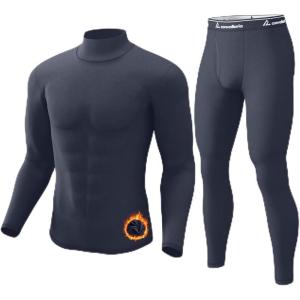 CL convallaria Long Johns Thermal Underwear for Men Soft Fleece Lined Base Layer Cold Weather Top Bottom Gift Set(Midweight-turtle Neck-charcoal)