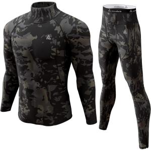 CL convallaria Mens Thermal Underwear Set with Fly Long Johns Base Layer Winter Hunting Gear Sport Top and Bottom(B-camo Black)