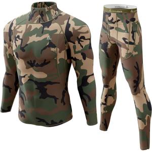 CL convallaria Mens Thermal Underwear Set with Fly Long Johns Base Layer Winter Hunting Gear Sport Top and Bottom(B-camo Green)
