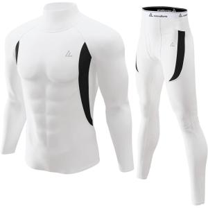 CL convallaria Mens Thermal Underwear Set with Fly Long Johns Base Layer Winter Hunting Gear Sport Top and Bottom(B-white)