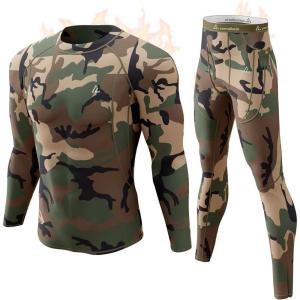 CL convallaria Mens Thermal Underwear Set with Fly Long Johns Base Layer Winter Hunting Gear Sport Top and Bottom(C-army Green)