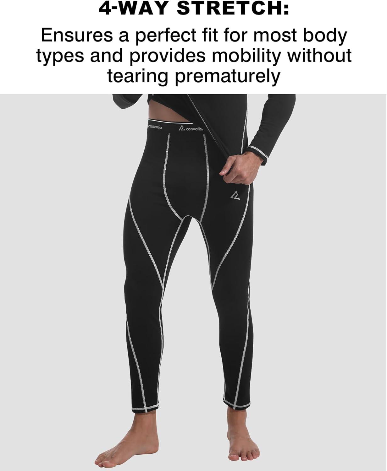 image1 2 4 Pack Mens Thermal Pants Long Johns Fleece Lined Compression Athletic Leggings Base Layer Bottoms1pcblackwhite