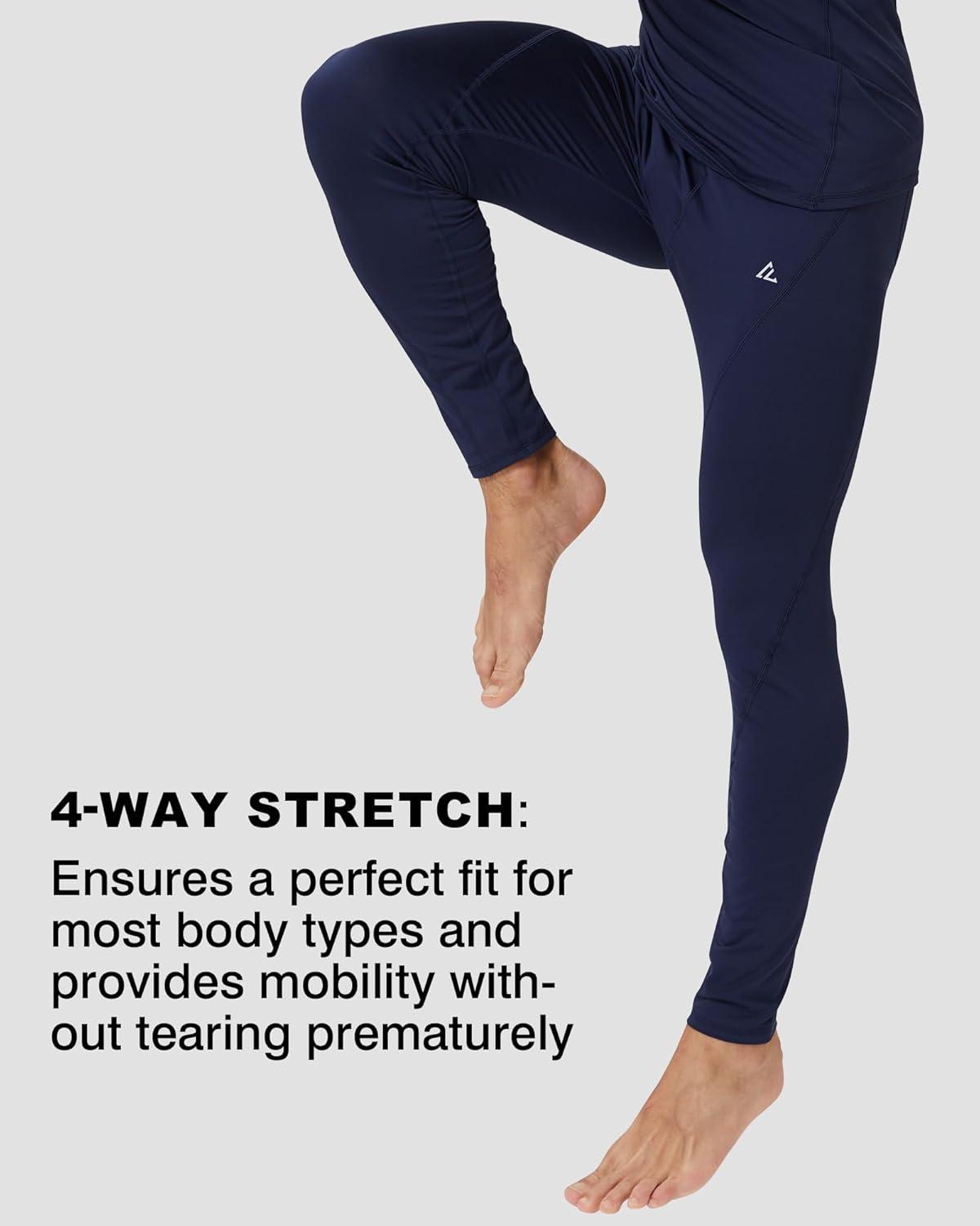 image1 2 4 Pack Mens Thermal Pants Long Johns Fleece Lined Compression Athletic Leggings Base Layer Bottoms1pcblue