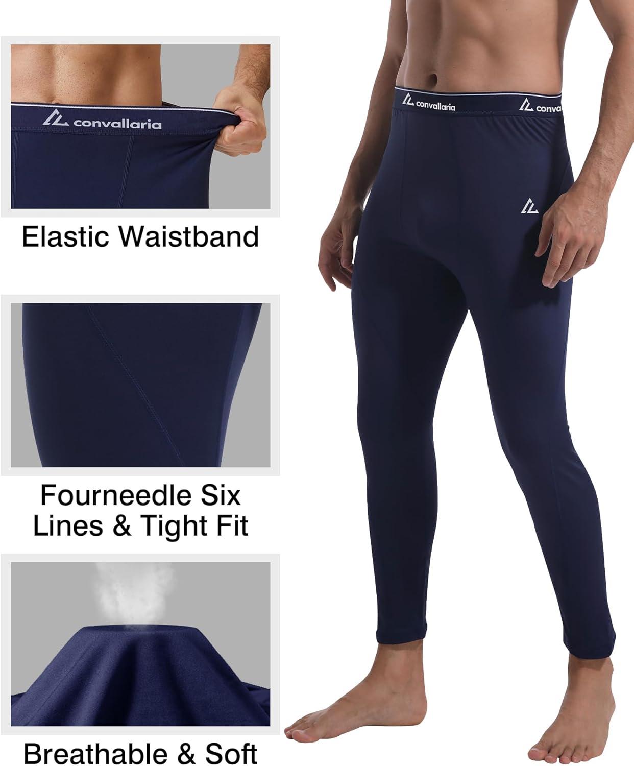 image1 2 4 Pack Mens Thermal Pants Long Johns Fleece Lined Compression Athletic Leggings Base Layer Bottoms1pcblue