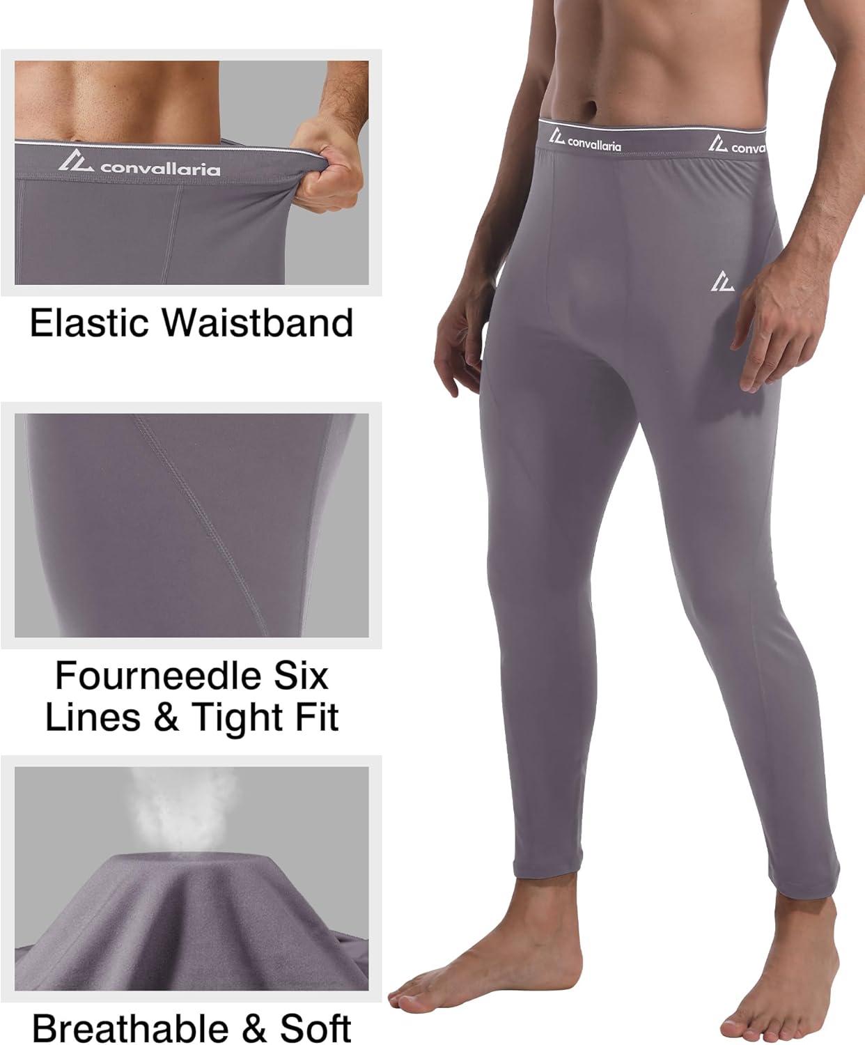 image1 2 4 Pack Mens Thermal Pants Long Johns Fleece Lined Compression Athletic Leggings Base Layer Bottoms1pcgrey