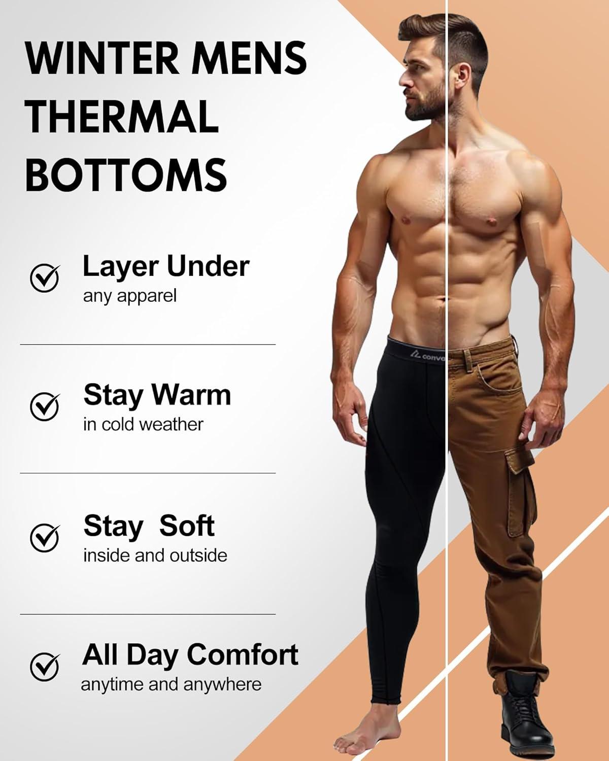 image1 2 4 Pack Mens Thermal Pants Long Johns Fleece Lined Compression Athletic Leggings Base Layer Bottoms2pcsblackBlack