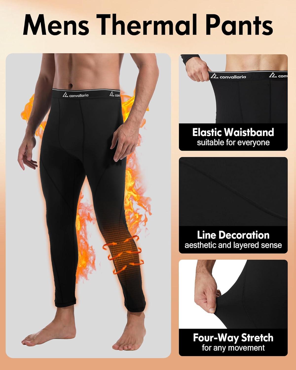 image1 2 4 Pack Mens Thermal Pants Long Johns Fleece Lined Compression Athletic Leggings Base Layer Bottoms2pcsblackBlack