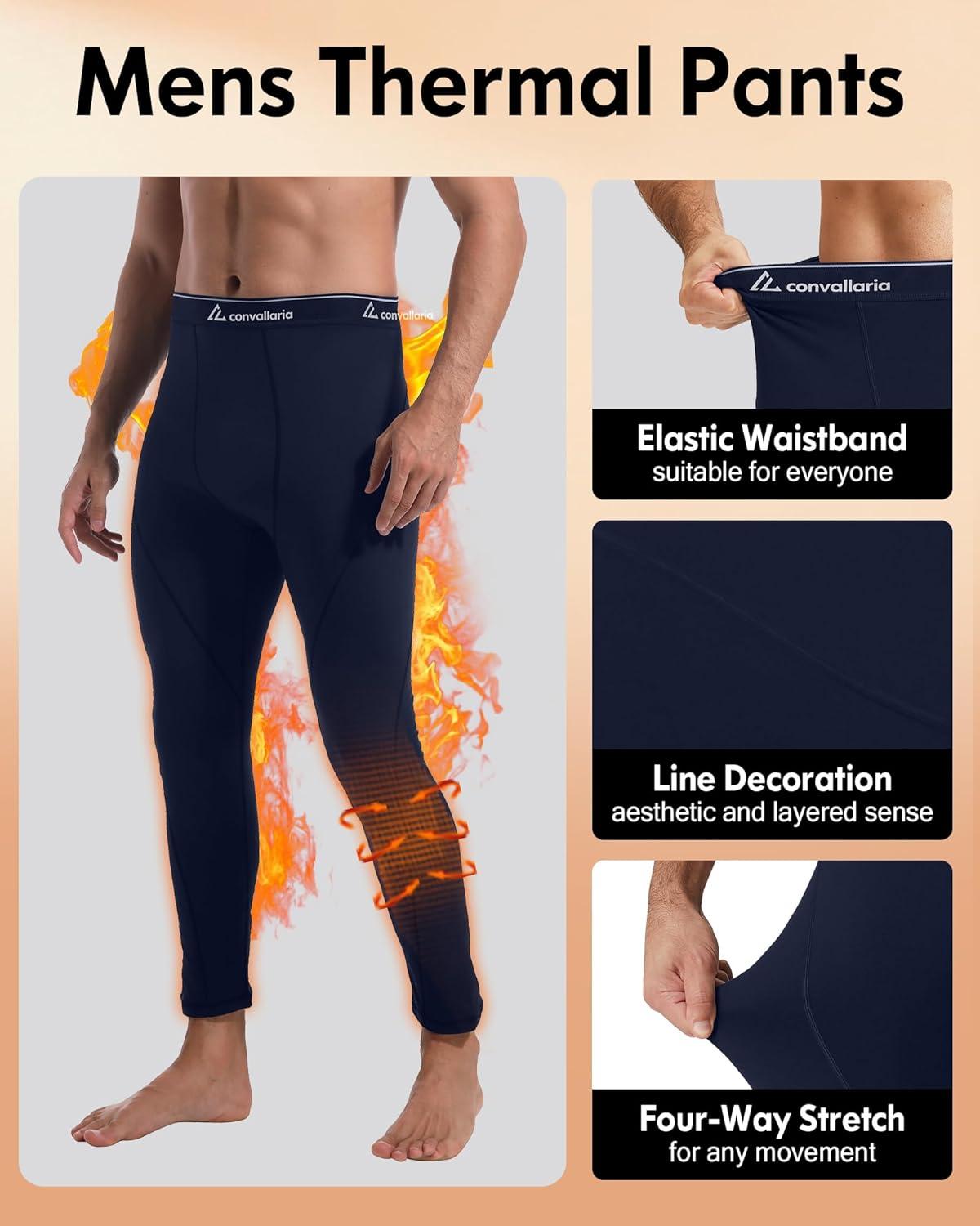 image1 2 4 Pack Mens Thermal Pants Long Johns Fleece Lined Compression Athletic Leggings Base Layer Bottoms2pcsblackBlue