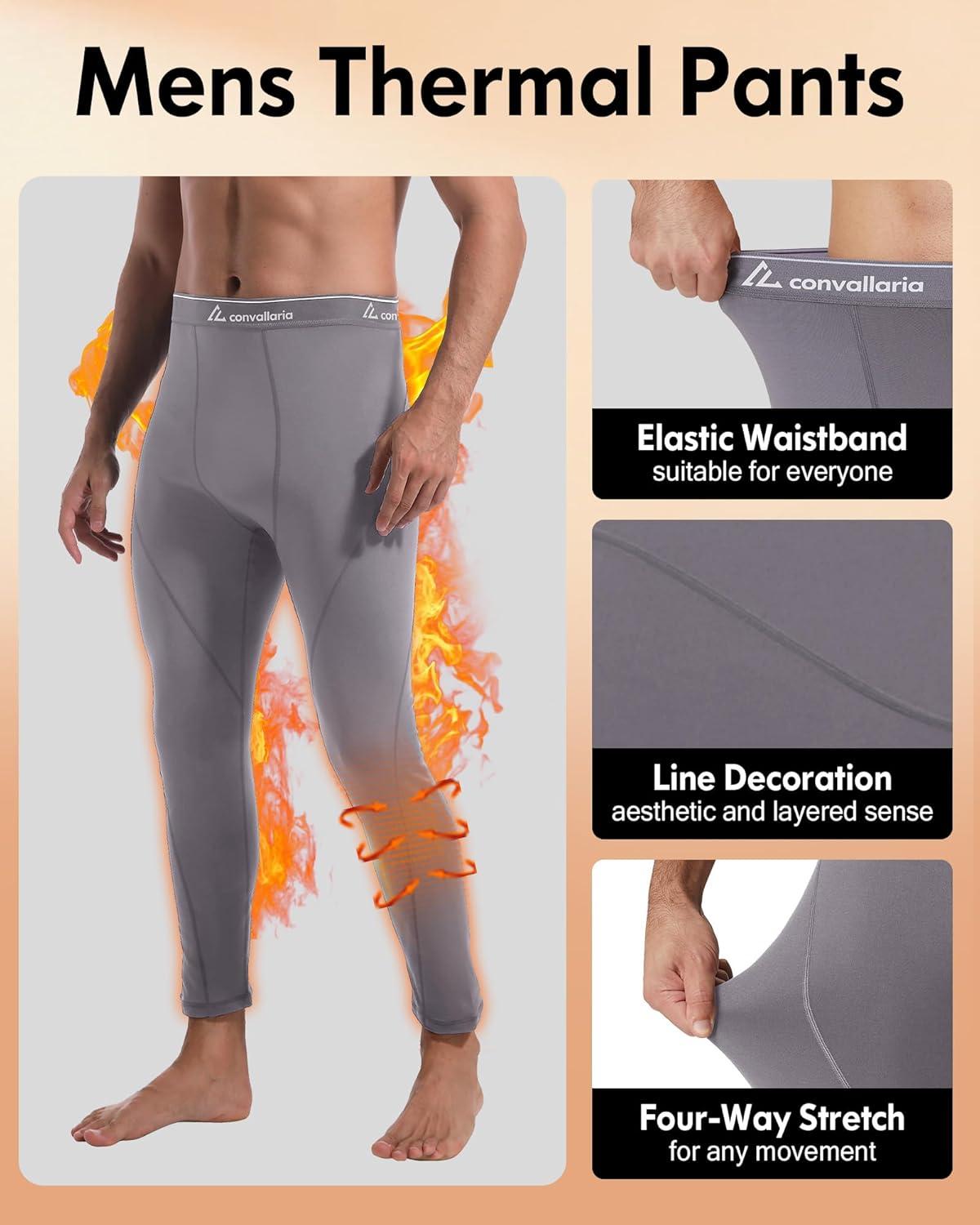 image1 2 4 Pack Mens Thermal Pants Long Johns Fleece Lined Compression Athletic Leggings Base Layer Bottoms2pcsblackGrey