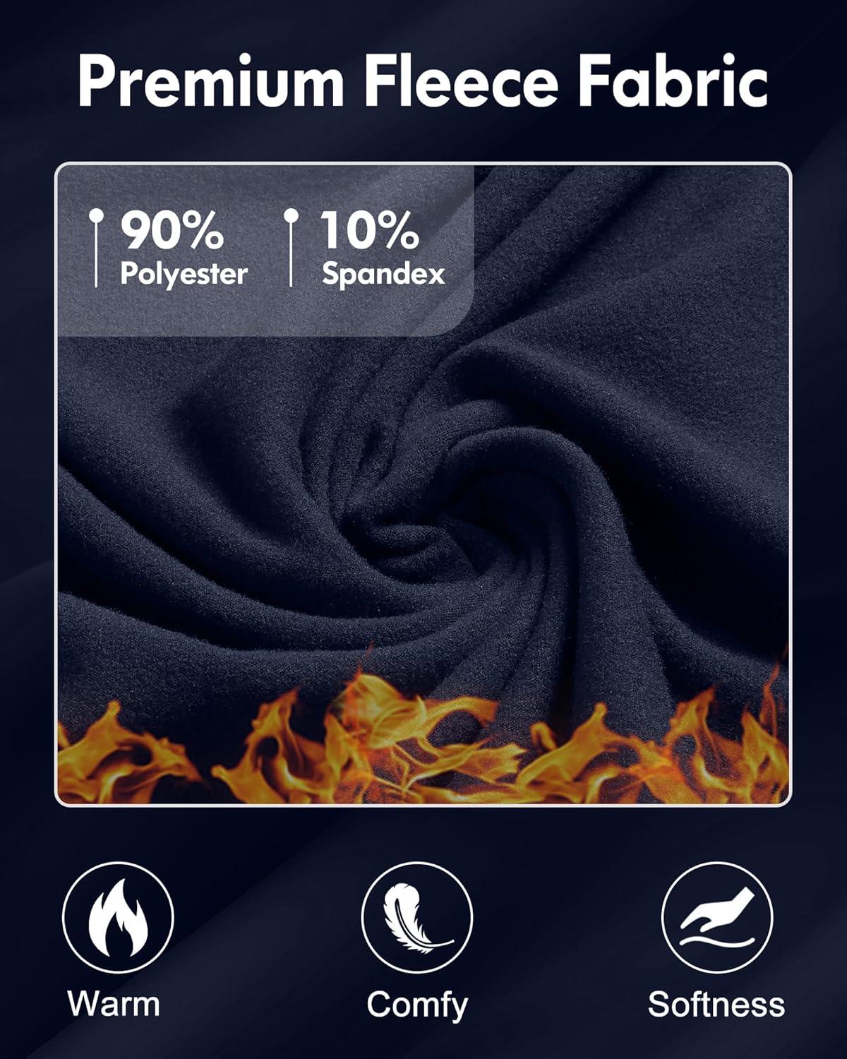 image4 or 2 Pack Mens Thermal Shirt Long Sleeve Fleece Lined Tops Base Layer Compression Undershirt Athletic Sport GearCrew Neck2blackBlackwhiteBlue