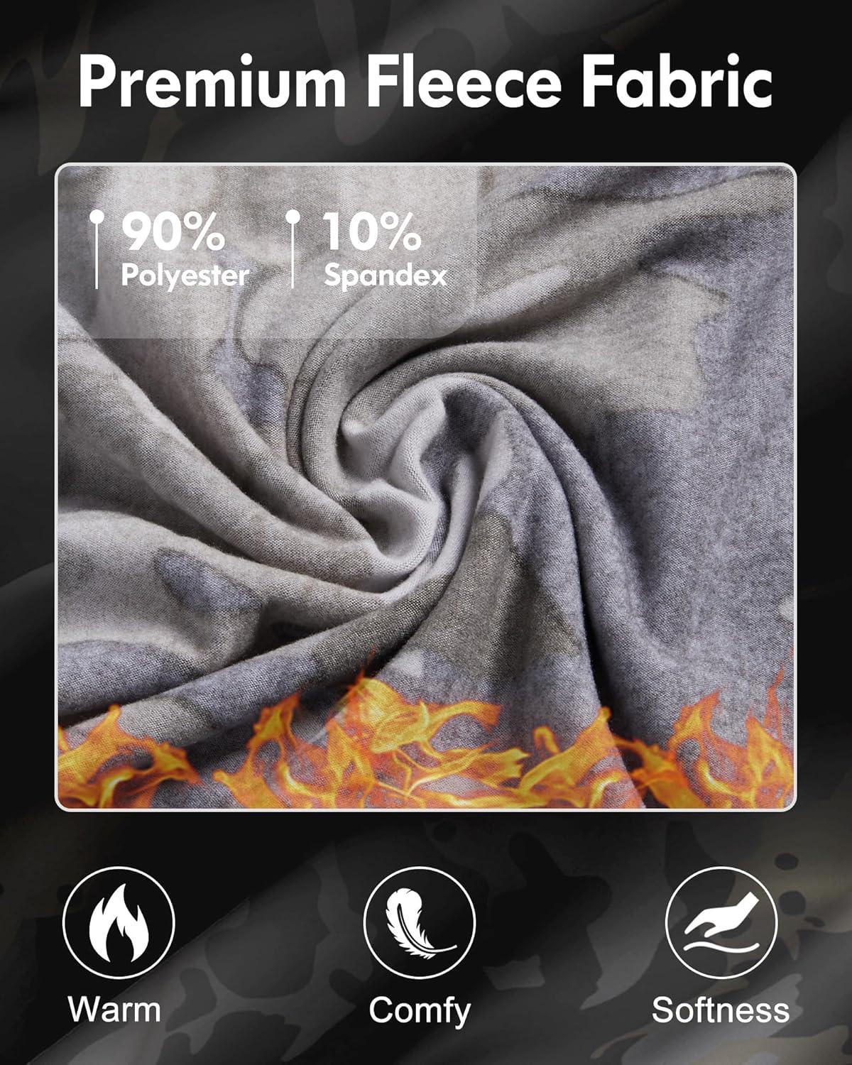 image4 or 2 Pack Mens Thermal Shirt Long Sleeve Fleece Lined Tops Base Layer Compression Undershirt Athletic Sport GearCrew NeckblackCamo Black