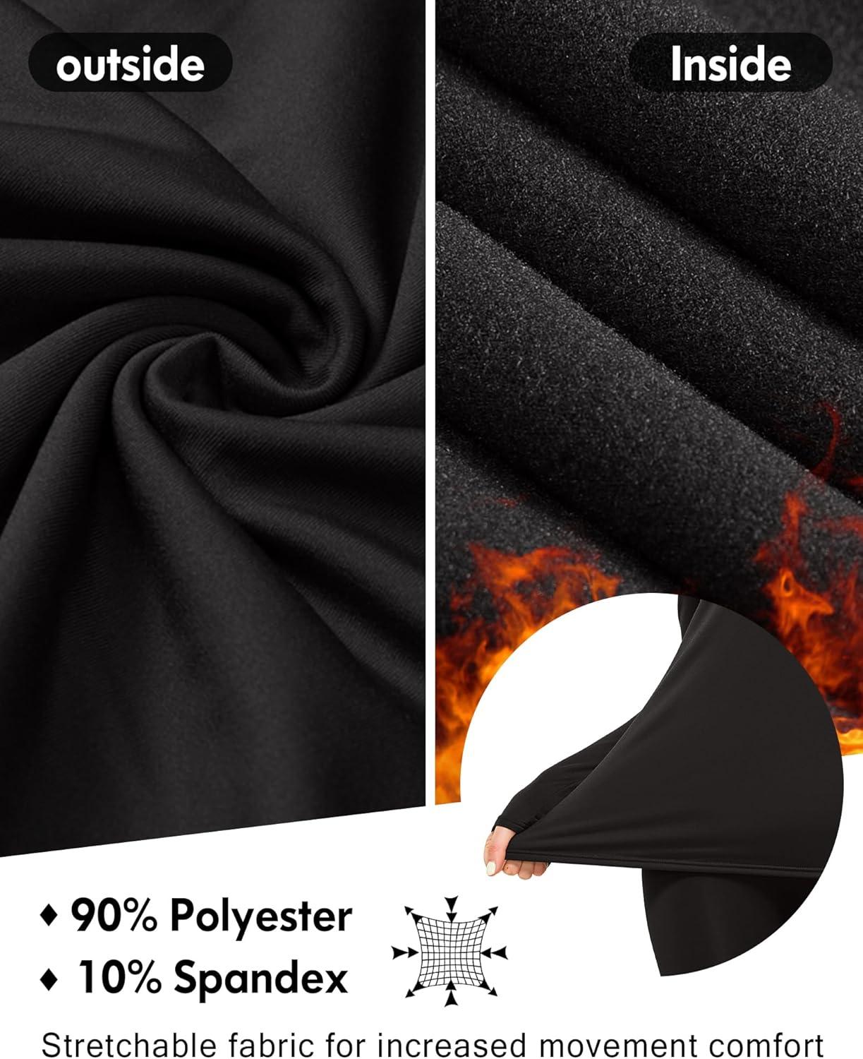 imageCL convallaria 1 2 4 Pack Womens Thermal Underwear Tops Women Fleece Lined Long Sleeve Baselayer Shirt for WinterBlack Black