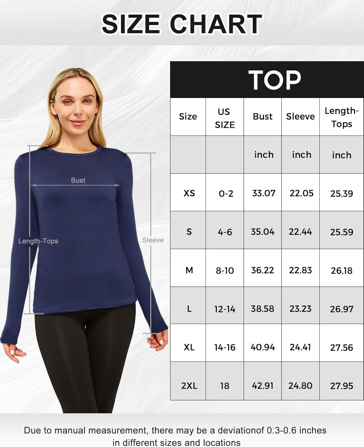 imageCL convallaria 1 2 4 Pack Womens Thermal Underwear Tops Women Fleece Lined Long Sleeve Baselayer Shirt for WinterBlue