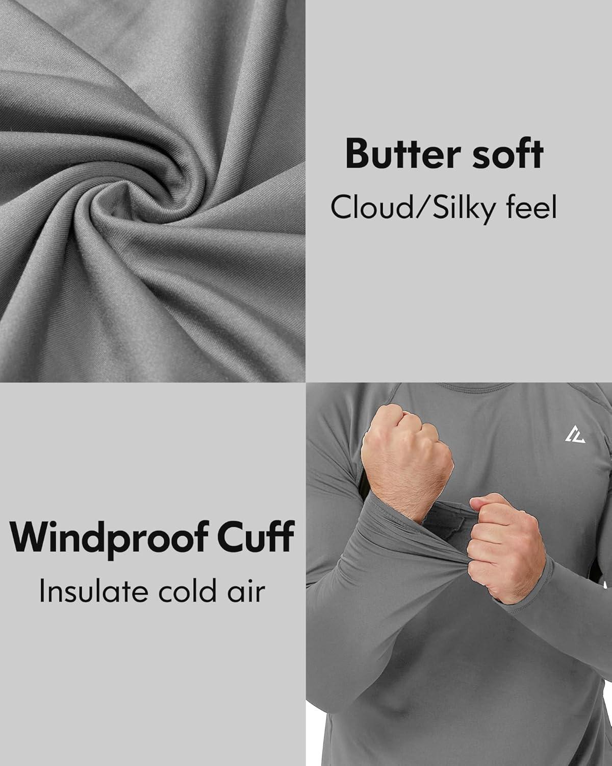 imageCL convallaria 2 Pack Mens Thermal Underwear Fleece Lined Long Johns Winter Base Layer Cold Weather Hunting GearBlack Greycrew Neck