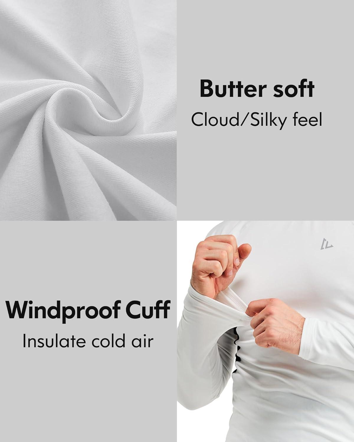 imageCL convallaria 2 Pack Mens Thermal Underwear Fleece Lined Long Johns Winter Base Layer Cold Weather Hunting GearBlack Whitecrew Neck