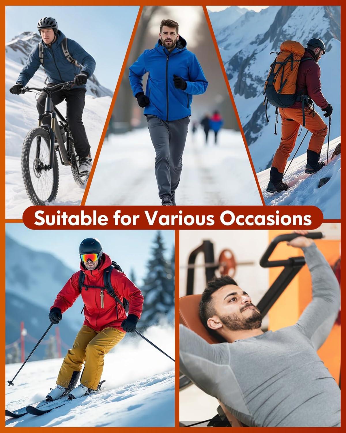 imageCL convallaria 2 Pack Thermal Underwear for Men Long Johns Fleece Lined Base Layer Set Winter Bottom Top 2XS6XLCrew NeckblackBlack