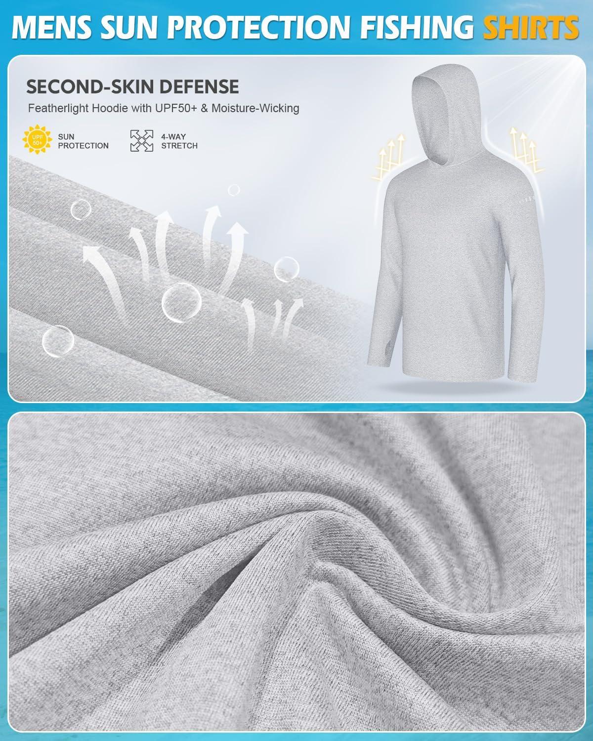 imageCL convallaria 4 Pack mens Long sleeve fishing shirt lightweight thin athletic workout hoodies UV UPF 50 sun hoodieHeather Deep Grayheather Light Graywhitedeep Blue