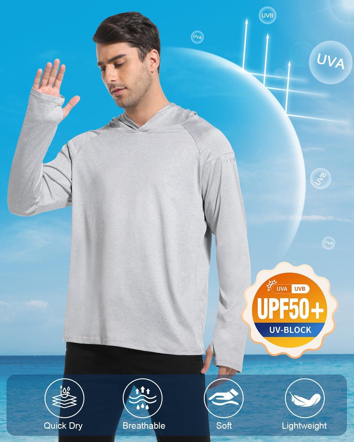 imageCL convallaria 4 Pack mens Long sleeve fishing shirt lightweight thin athletic workout hoodies UV UPF 50 sun hoodieHeather Deep Grayheather Light Graywhitedeep Blue