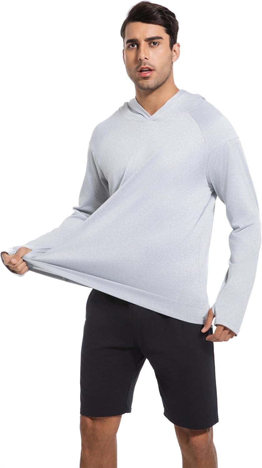 imageCL convallaria 4 Pack mens Long sleeve fishing shirt lightweight thin athletic workout hoodies UV UPF 50 sun hoodieHeather Deep Grayheather Light Graywhitedeep Blue