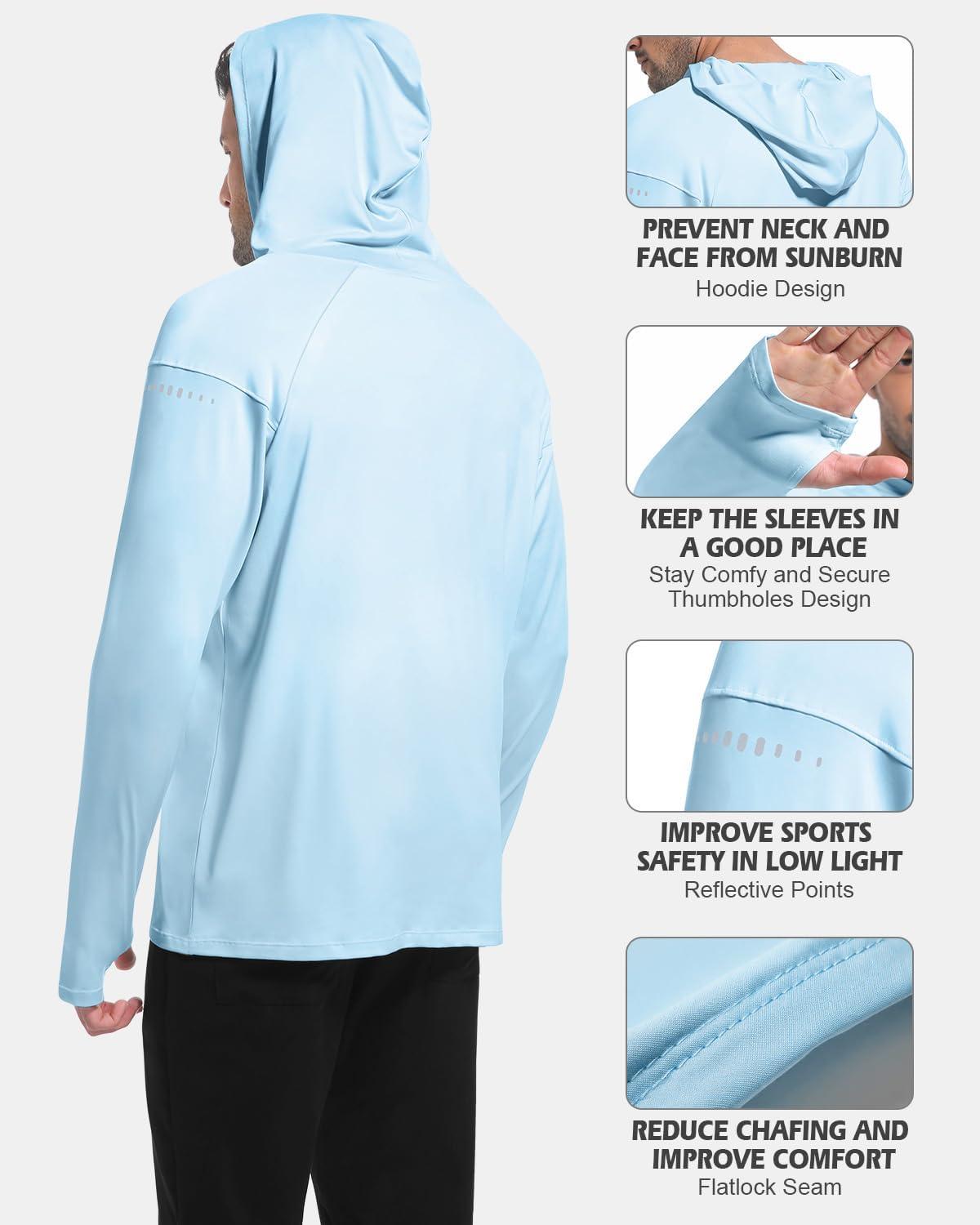 imageCL convallaria 4 Pack mens Long sleeve fishing shirt lightweight thin athletic workout hoodies UV UPF 50 sun hoodieLight Graywhitelight Bluedeep Blue