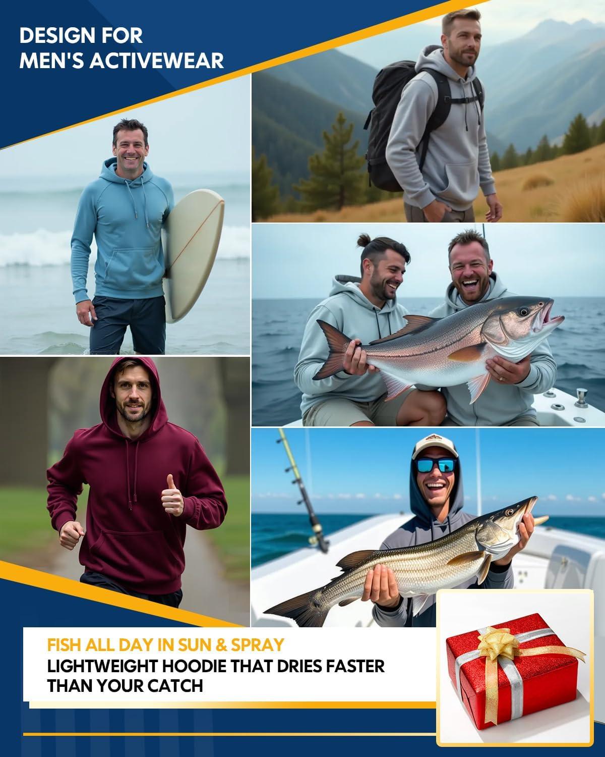 imageCL convallaria 4 Pack mens Long sleeve fishing shirt lightweight thin athletic workout hoodies UV UPF 50 sun hoodieLight Graywhitelight Bluedeep Blue