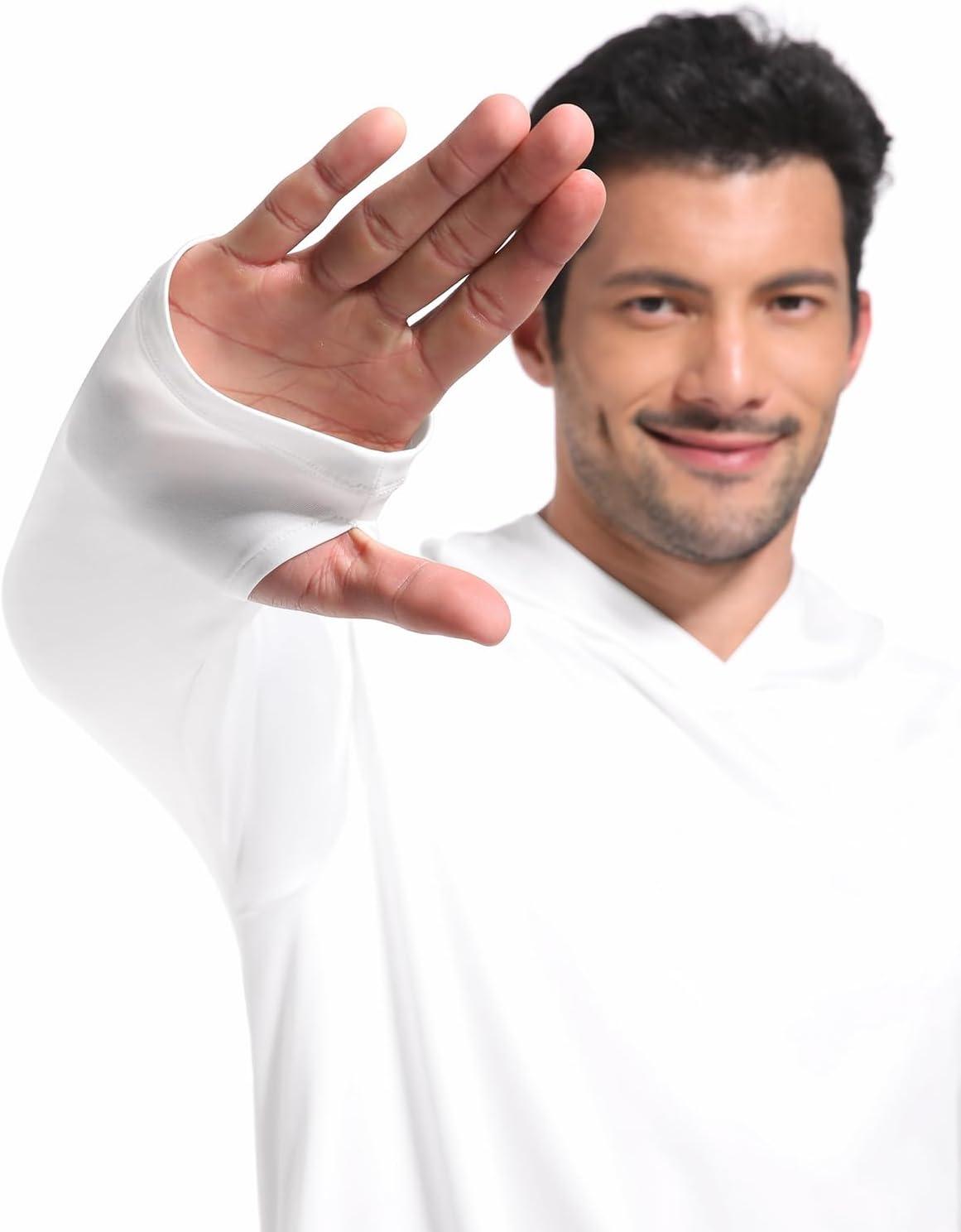 imageCL convallaria 4 Pack mens Long sleeve fishing shirt lightweight thin athletic workout hoodies UV UPF 50 sun hoodieLight Graywhitelight Bluedeep Blue