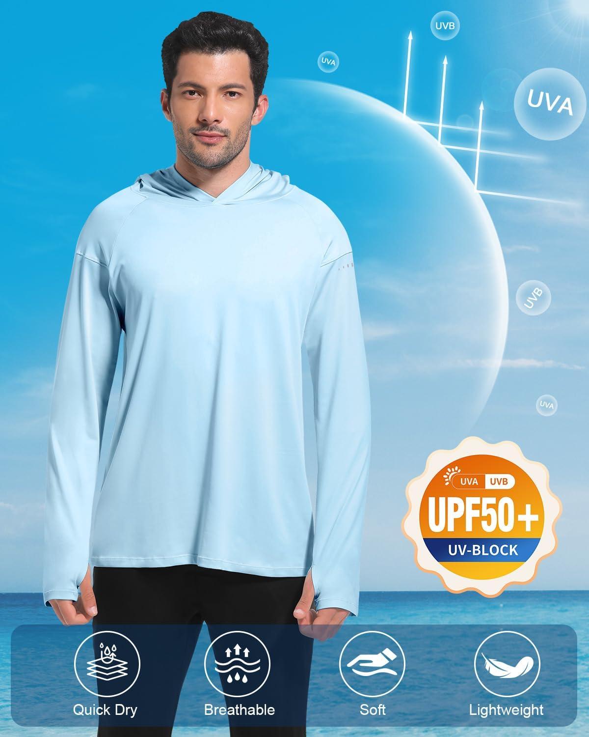 imageCL convallaria 4 Pack mens Long sleeve fishing shirt lightweight thin athletic workout hoodies UV UPF 50 sun hoodieLight Graywhitelight Bluedeep Blue