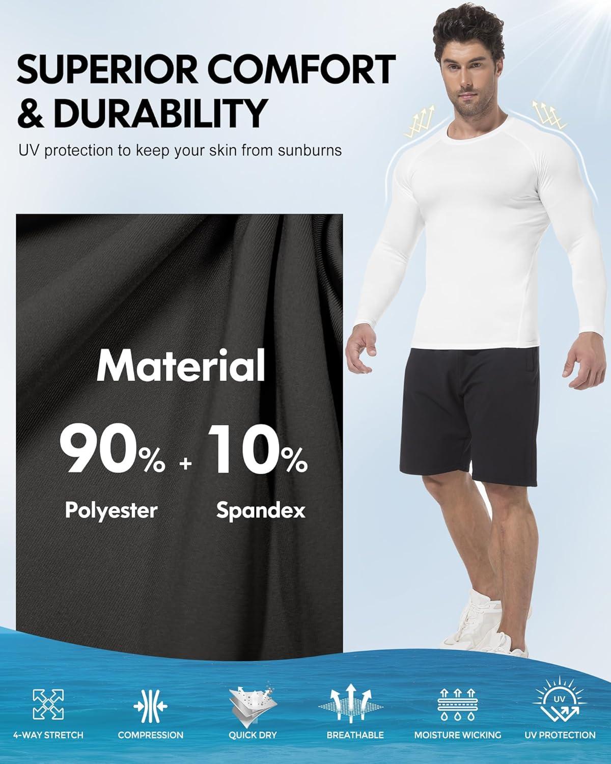 imageCL convallaria 4 or 5 Pack Mens Compression Shirt Workout Rash Guard Long Short Sleeve Undershirts for Athletic Gym RunningB2black2whiteblue