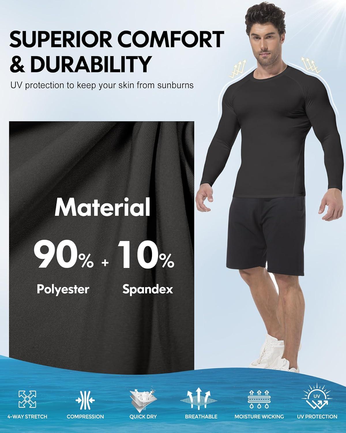 imageCL convallaria 4 or 5 Pack Mens Compression Shirt Workout Rash Guard Long Short Sleeve Undershirts for Athletic Gym RunningC5black