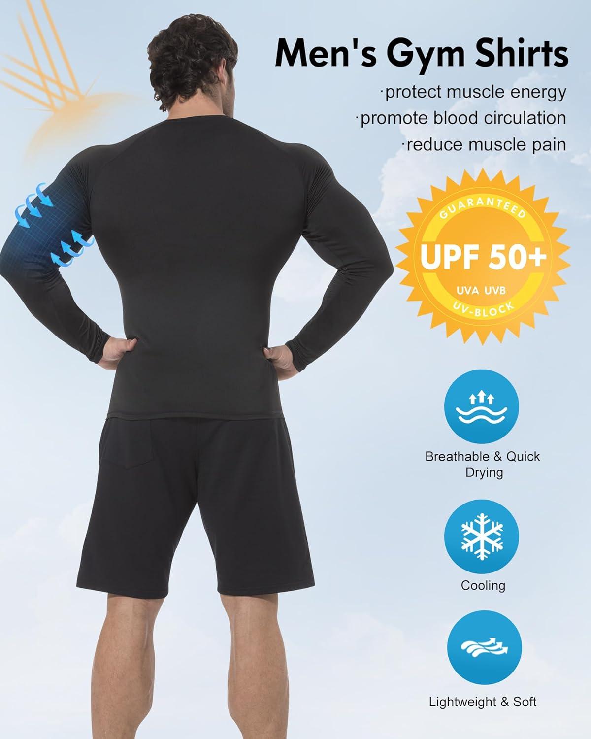 imageCL convallaria 4 or 5 Pack Mens Compression Shirt Workout Rash Guard Long Short Sleeve Undershirts for Athletic Gym RunningC5black