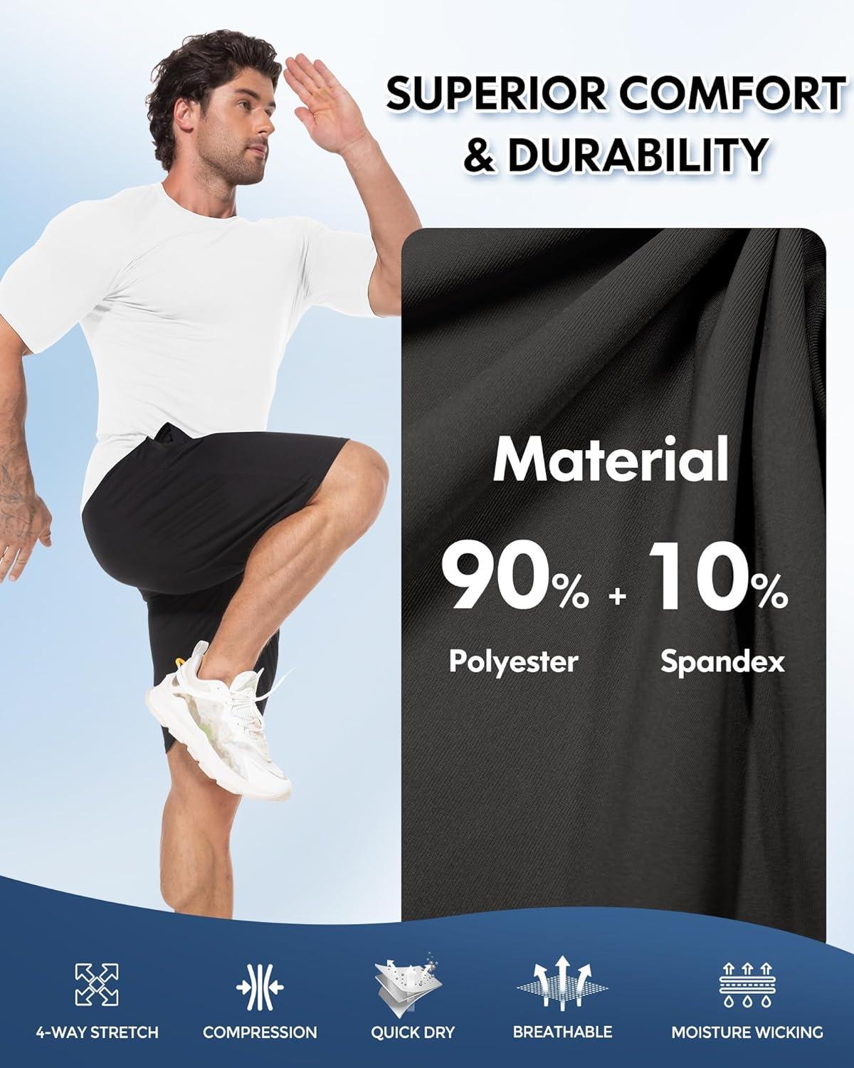 imageCL convallaria 4 or 5 Pack Mens Compression Shirt Workout Rash Guard Long Short Sleeve Undershirts for Athletic Gym RunningE2blackwhitebluegrey