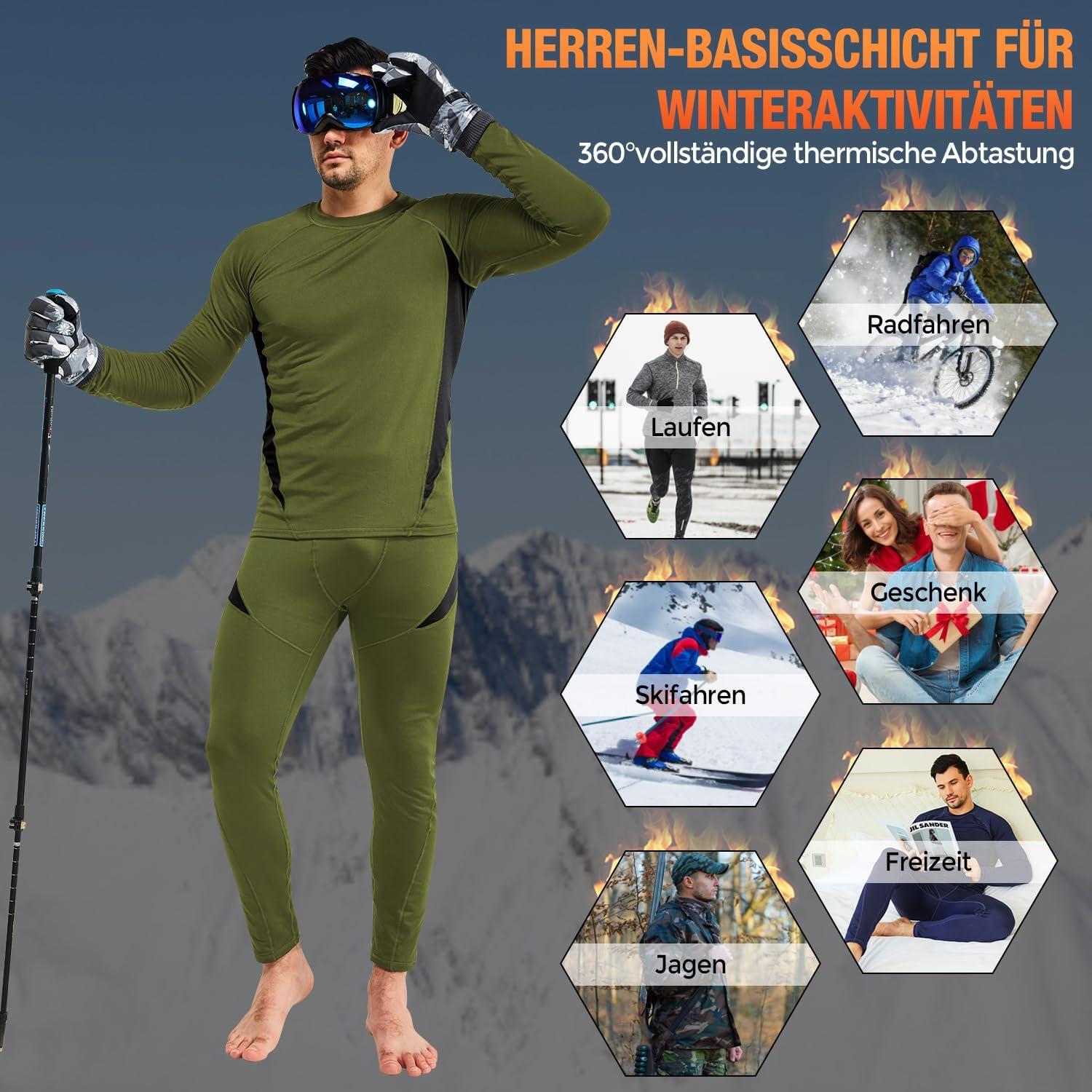imageCL convallaria Thermal Underwear Long Johns Set Mens Winter Gift Hunting Gear Sport Base Layer Bottom Top1army Greenc